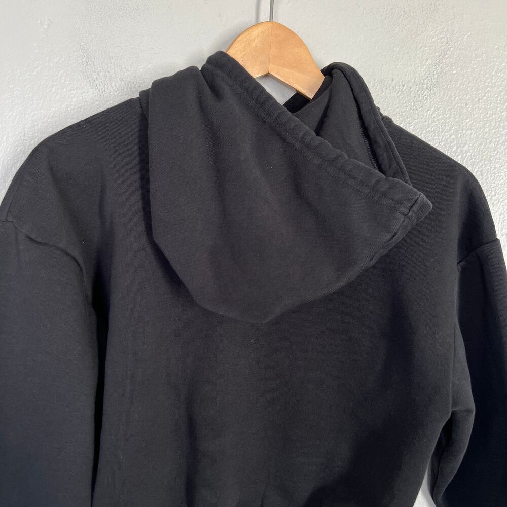 Adidas Women's Cropped Hoodie Black Trefoil Sweatshirt Pullover Workout Size XS - Picture 10 of 15